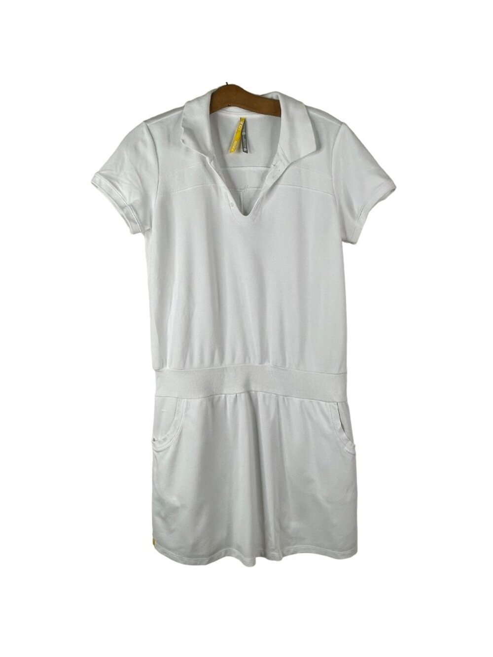 Lole Tennis Dress Size XL Calm White Mini Collared White Drop Waist Athleisure